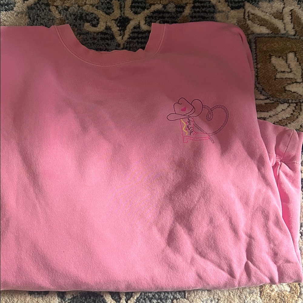 Pink Sweatshirt with Cowgirl Graphic